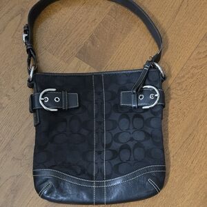 Coach Black Crossbody Bag with Silver Accents